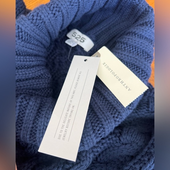 525 America NWT Anthropologie Knit Turtleneck Sweater Dress, Navy Blue - Picture 6 of 11
